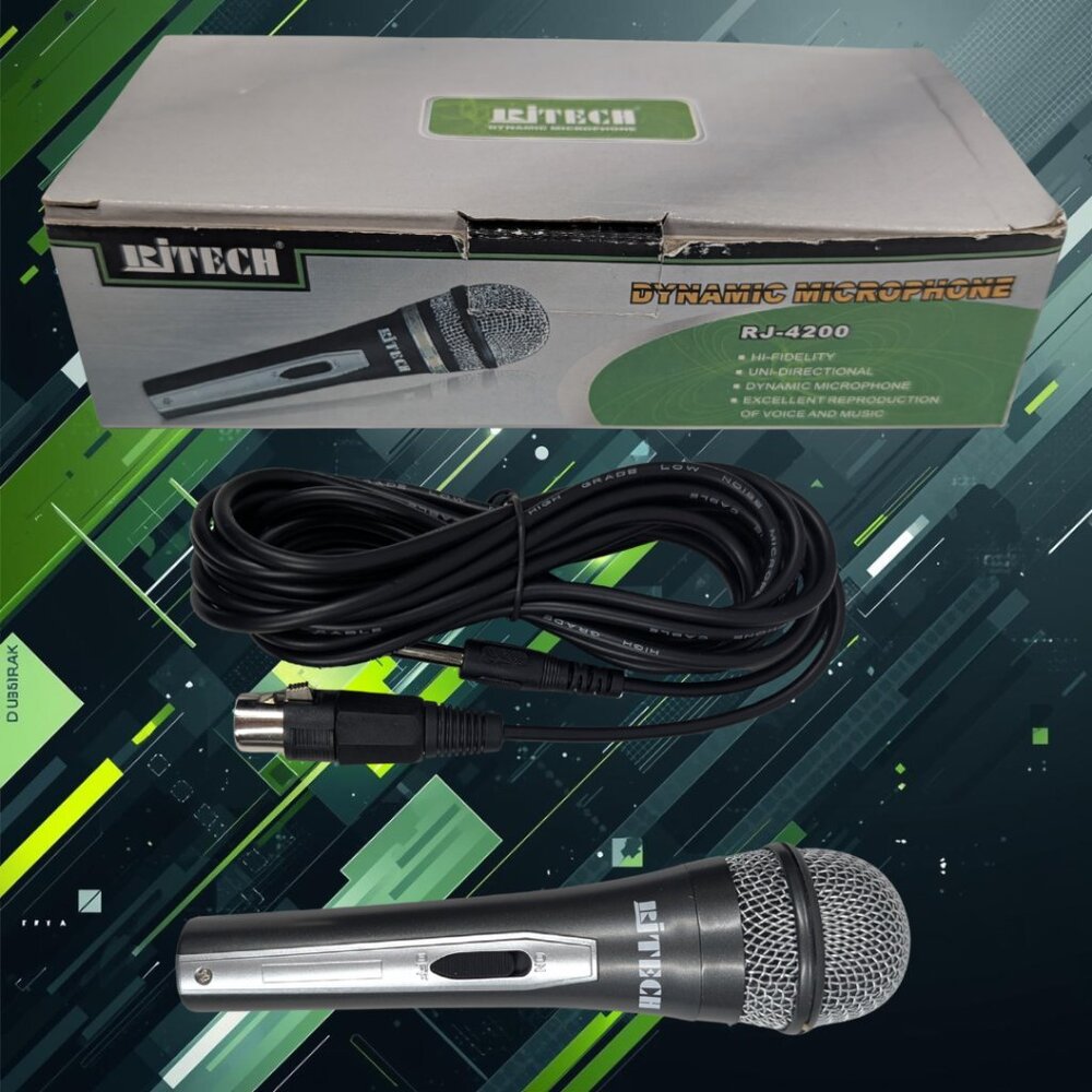 RiTech RJ-4200 Dynamic Unidirectional Mic Tested + 15ft Cable - Picture 2 of 6